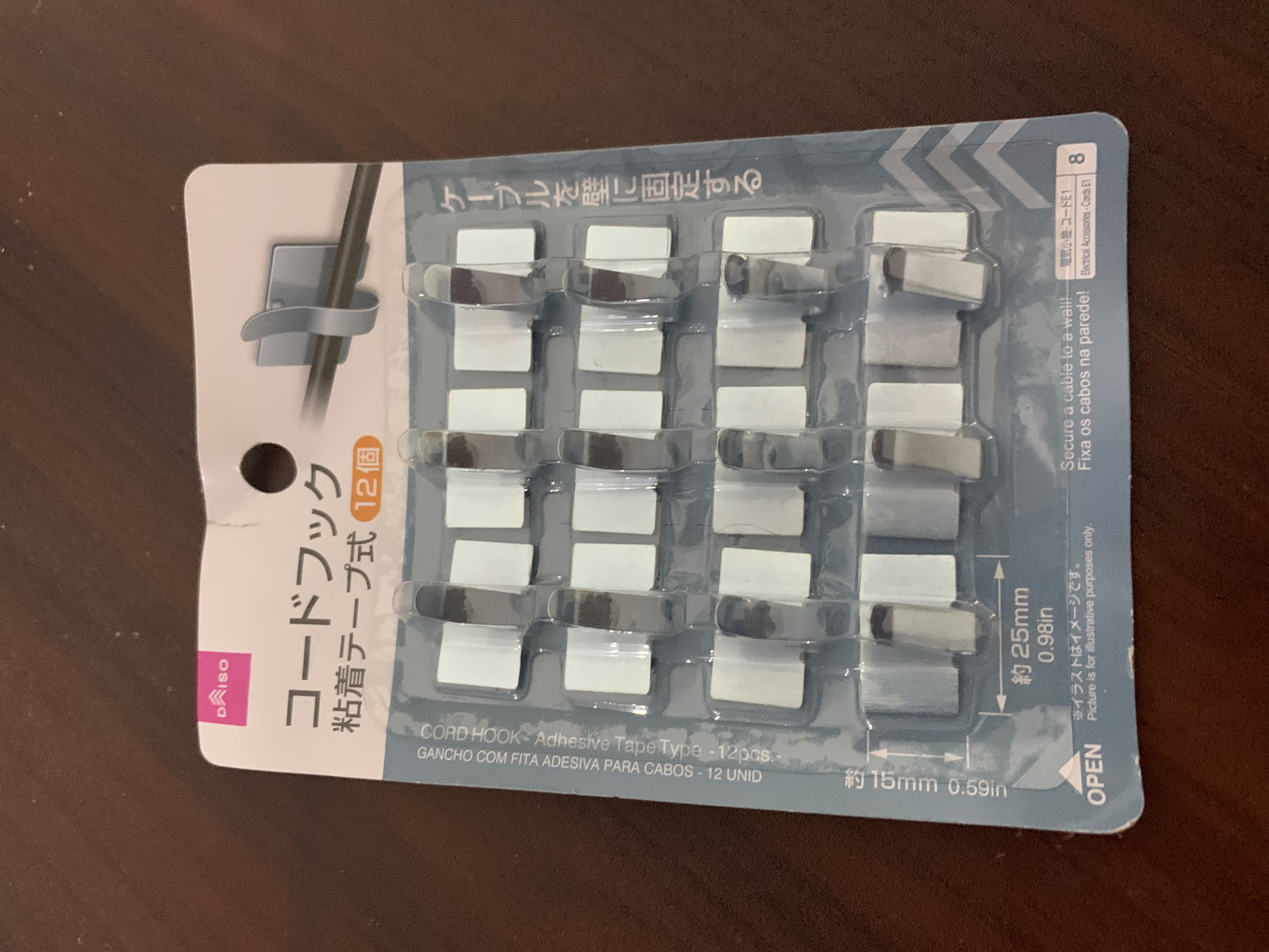 Adhesive Cable Hooks – 12 Units